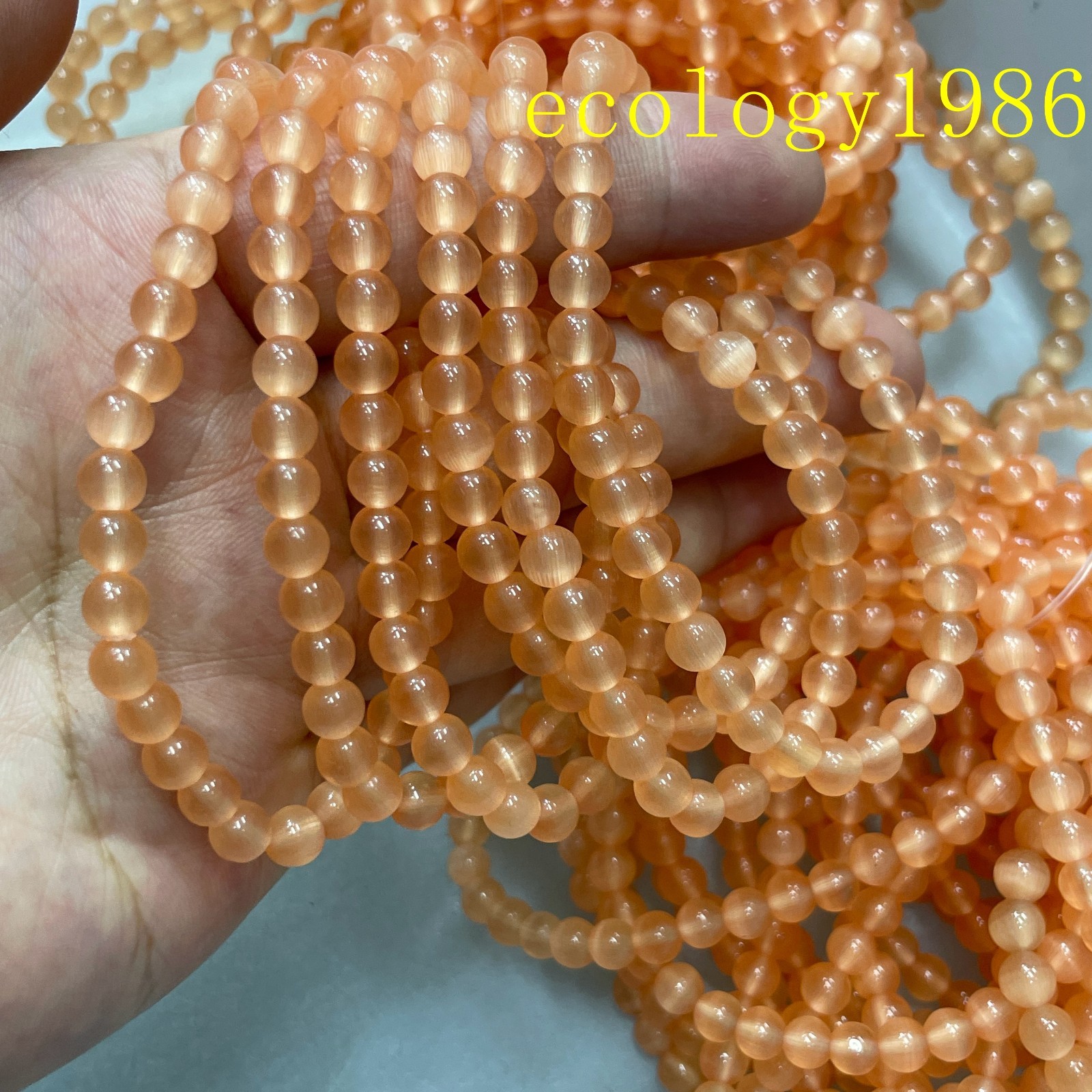 Glass Cat Eye Beads Round Beads 6mm Bracelet decor 7.5″ 10pcs