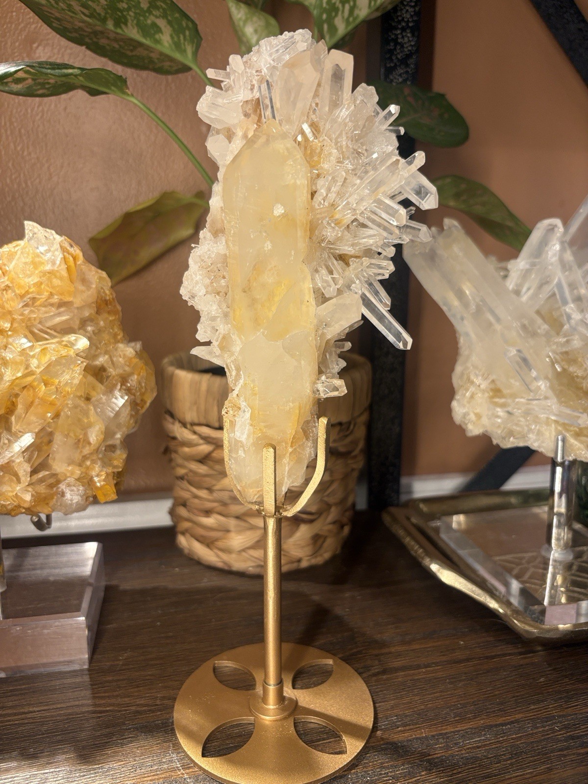 Golden Lemurian Quartz with Custom Stand From Brazil Quartz is 8in x 3in