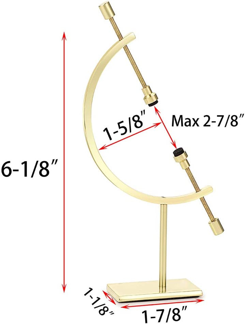 Golden Toned Sphere Holder Caliper Stand, Caliper Style Display Stand Fo