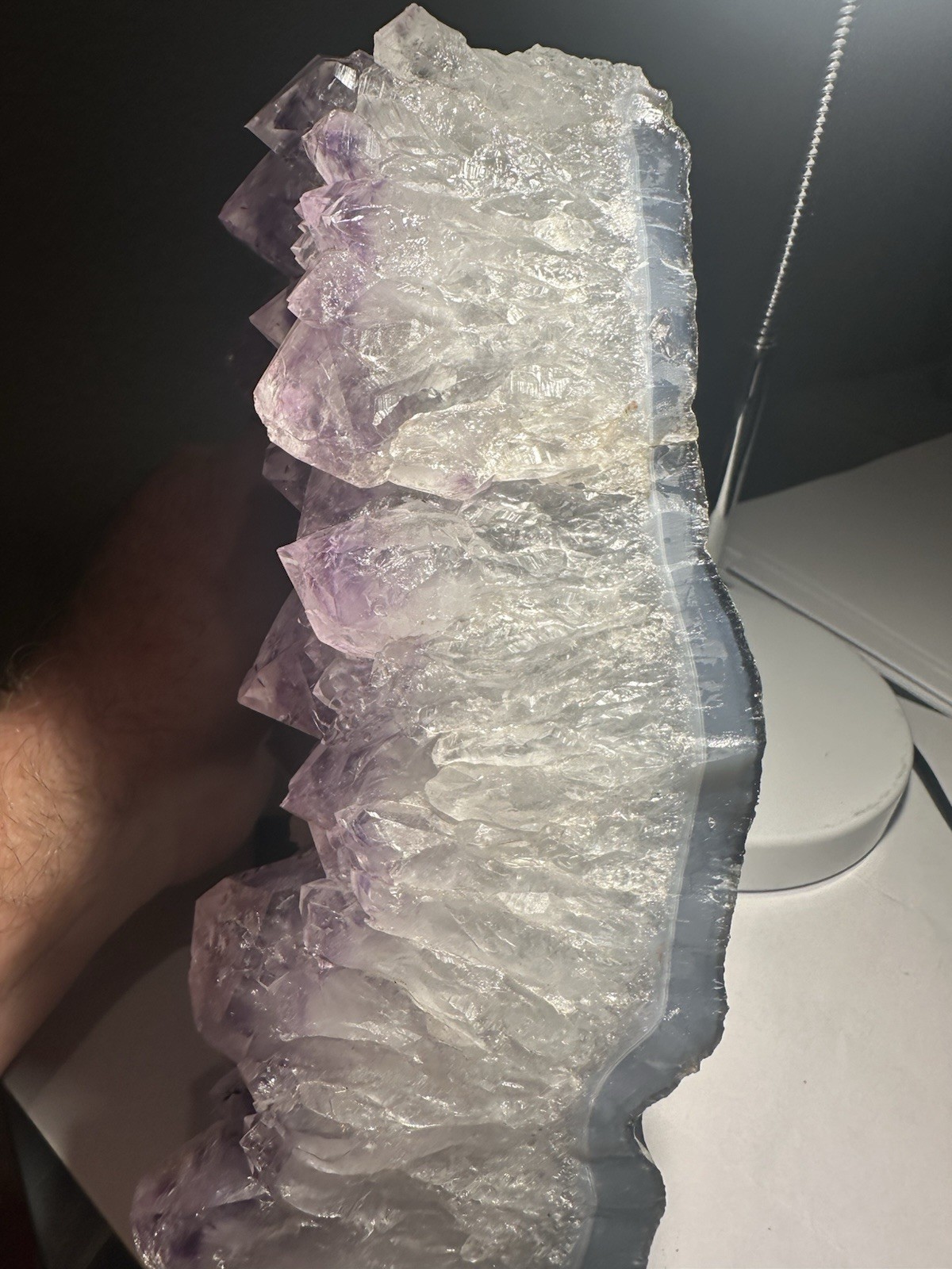 5 Lb 2 oz 2345 Gram Amethyst Crystal Geode 6″x6″x2.5″ on Metal Base!!!
