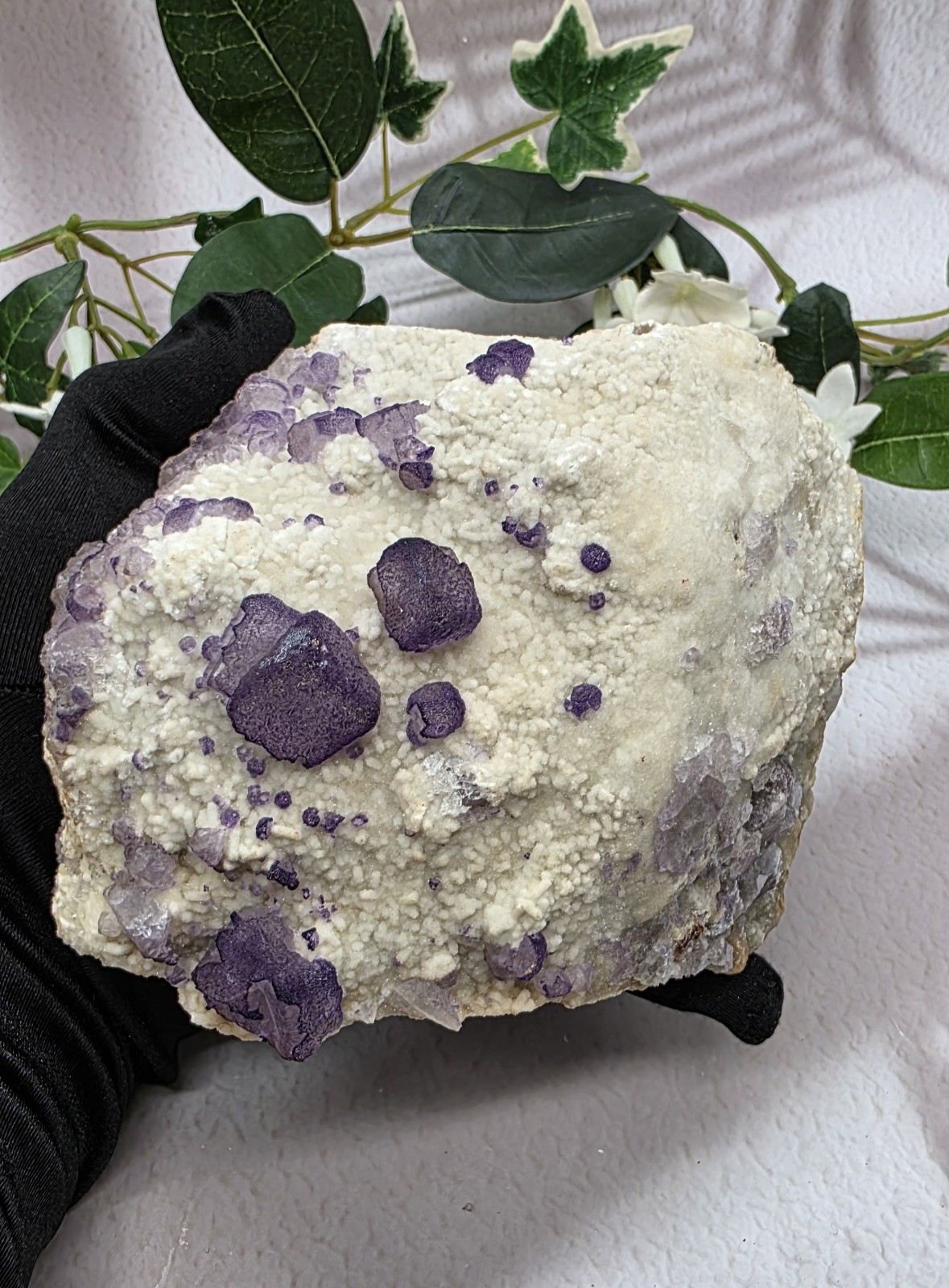 Large Fluorite on Barite Cabinet Specimen – Purple Cubic Crystals – 3 lb Natural