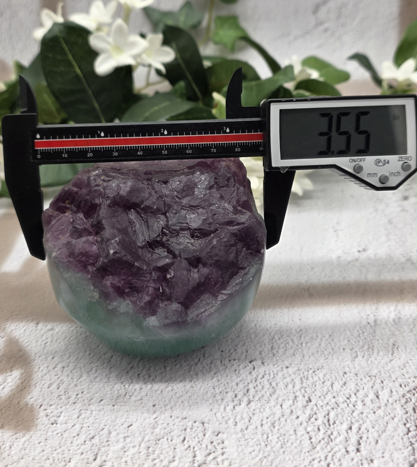 Natural Fluorite Cupcake Polished Freeform Purple Aqua Crystal w/ Light Stand