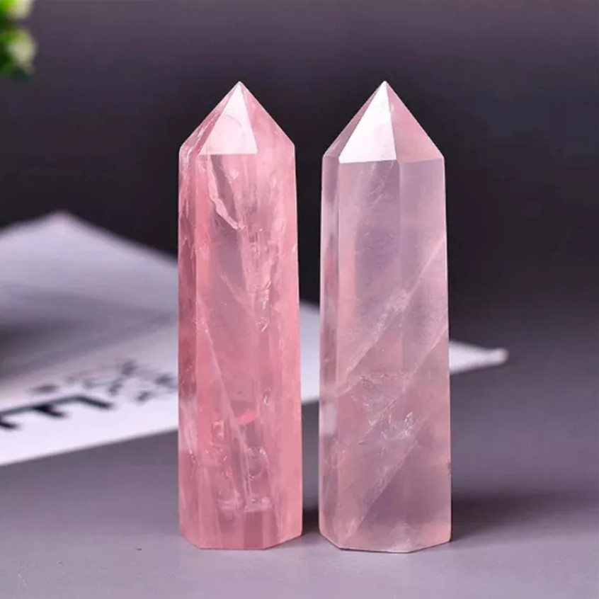 Rose Quartz Generator Tower Natural Pink Crystal Point 3in Meditation Healing