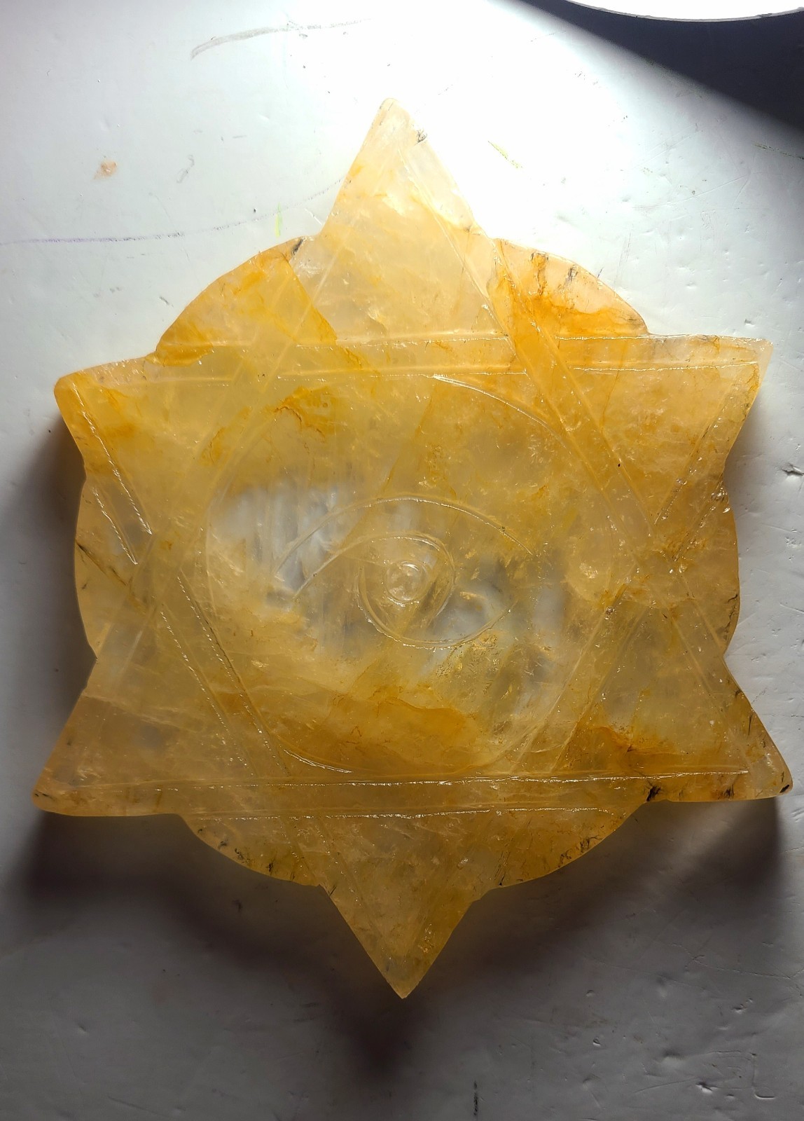 5.3″ A++ 249g Best Golden Healer All Seeing Eye No Evil Crystal Healing Carving