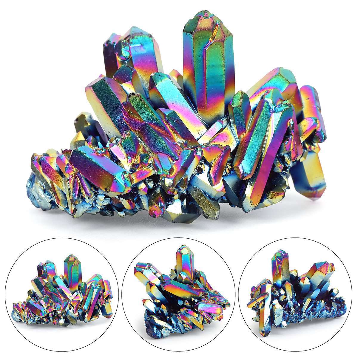 15-100g Natural Quartz Crystal Rainbow Titanium Cluster Mineral Specimen Stone
