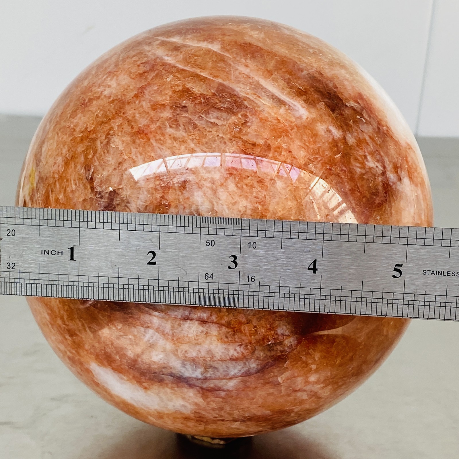 Natural Red Glue Flower Quartz Sphere Crystal Ball Healing 5820G