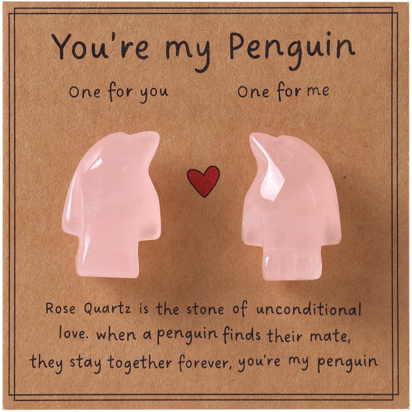 Rose Quartz Penguin Gift for Couples – Romantic Anniversary, Wedding, Birthday G