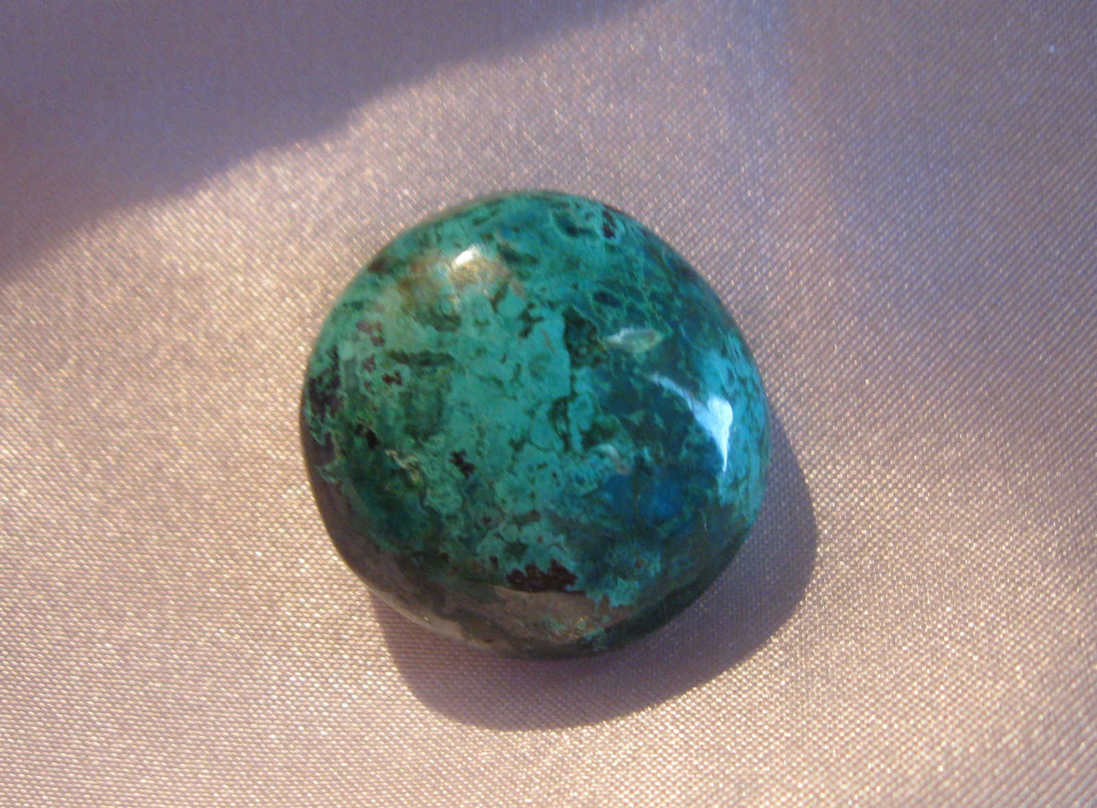 CHYRSCOLLA ROUND CAB FROM THE FAMOUS COPPER WORLD MINE1″ ACROSS 5/16 THICK