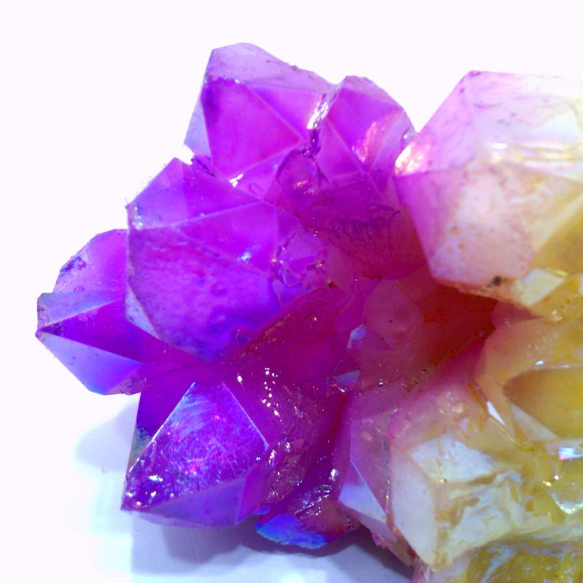 ✅ Color Flame~Pink & Yellow~Aura~Electroplate~Quartz Crystal Cluster~205 grams