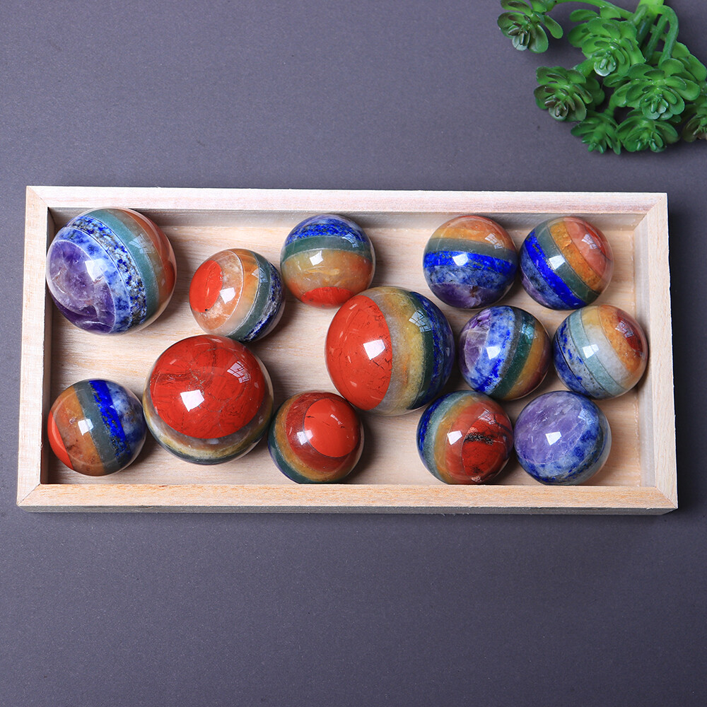7 Chakra Bonded Sphere Reiki Crystal Healing Chakra Meditation Stone Healing