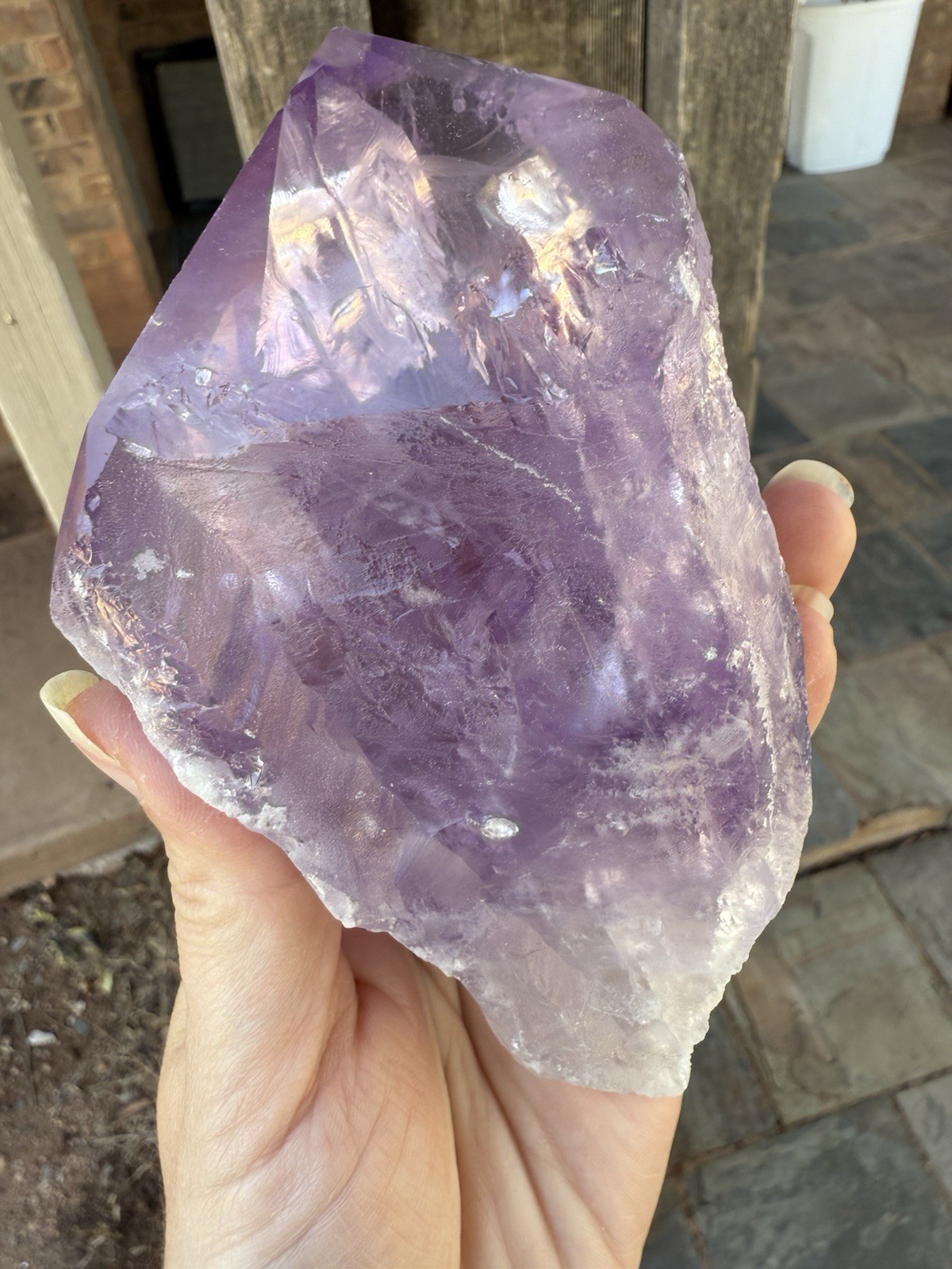 1lb Lavender Purple Amethyst Root Point Wand With Stand 5 1/2in Clear Rainbows