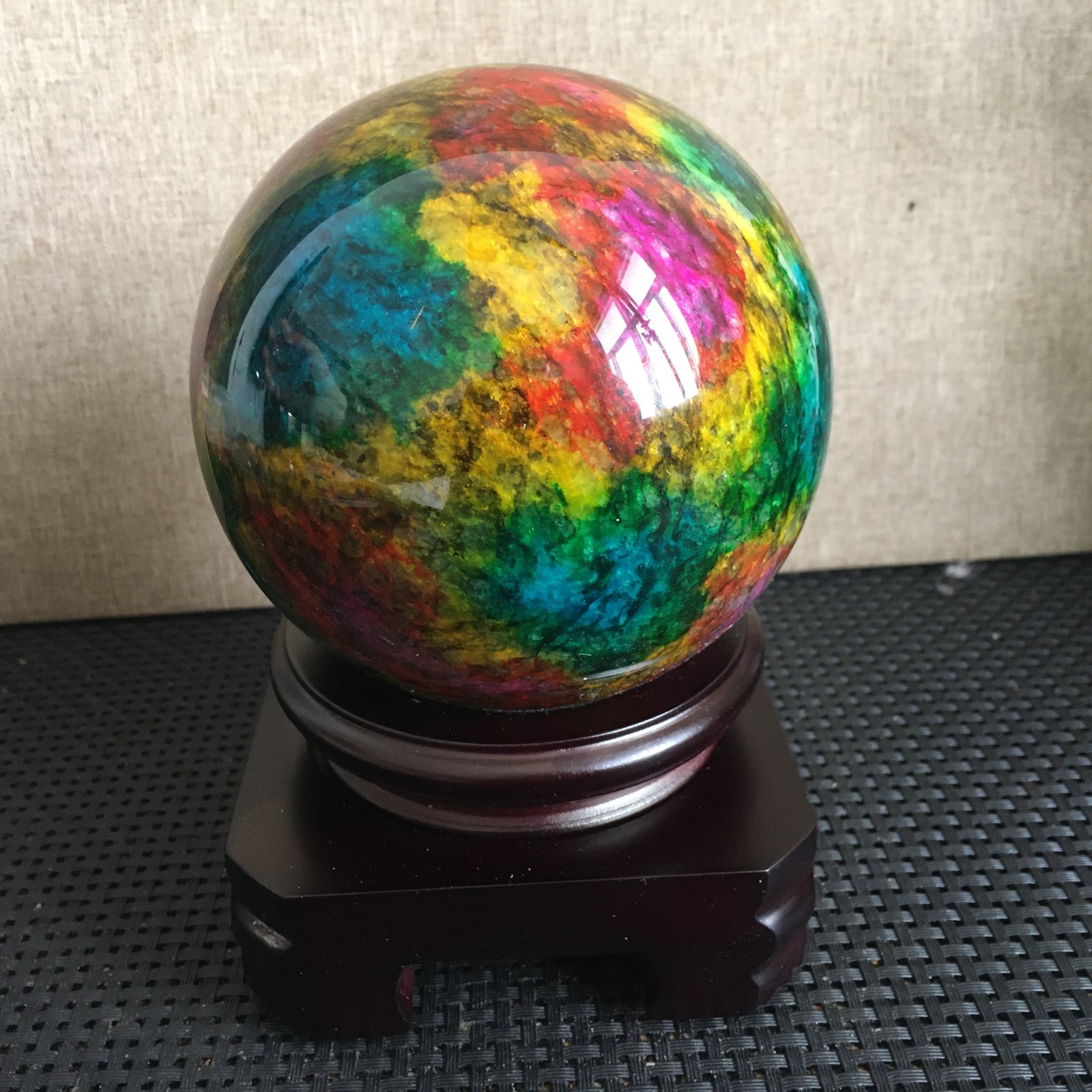 1585g “Seven Colors Jade” crystal sphere specimen -Taiwan China