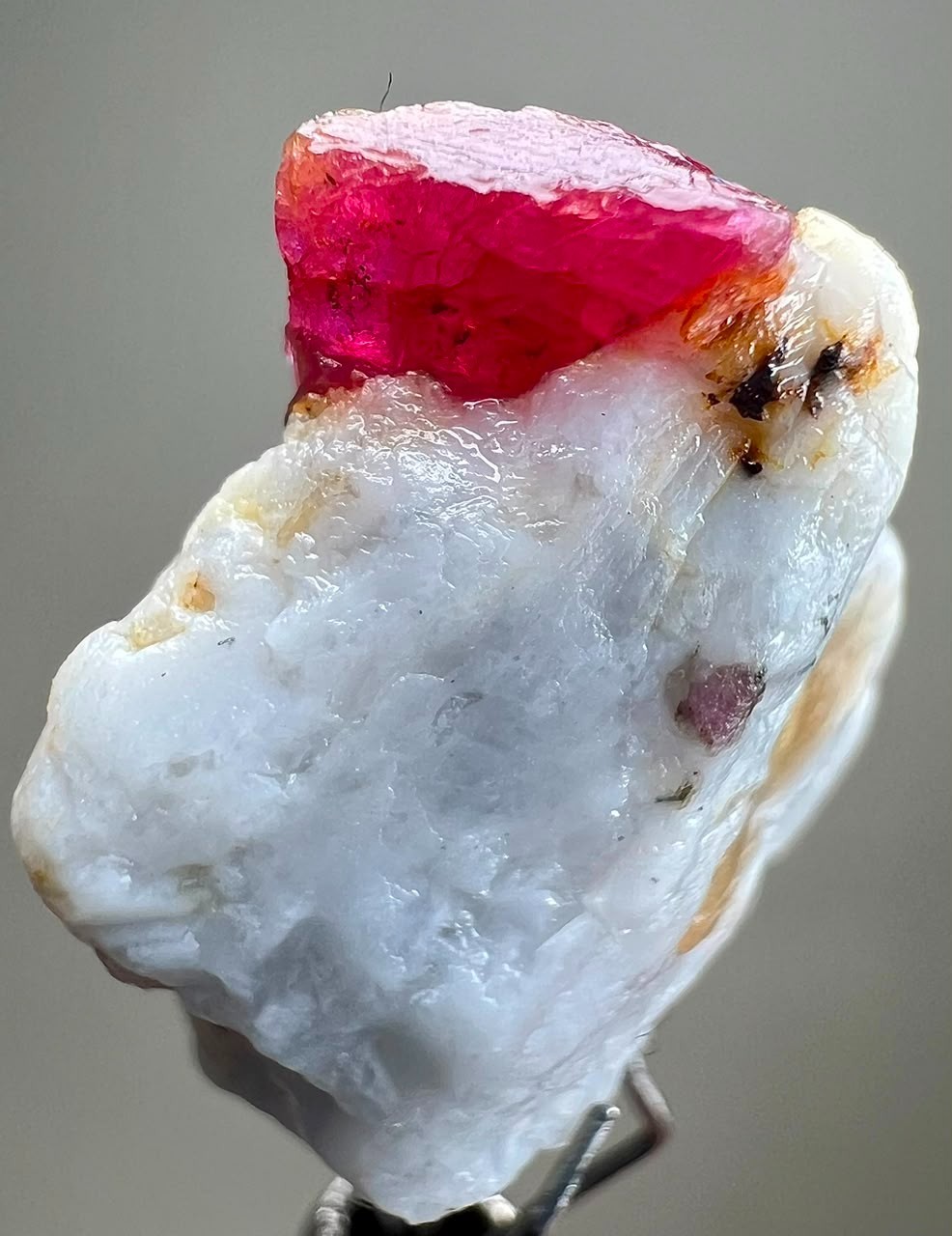 13 CT , Beautiful! Natural Deep Red Ruby Crystal , on matrix ,Jegdalek @Afgan