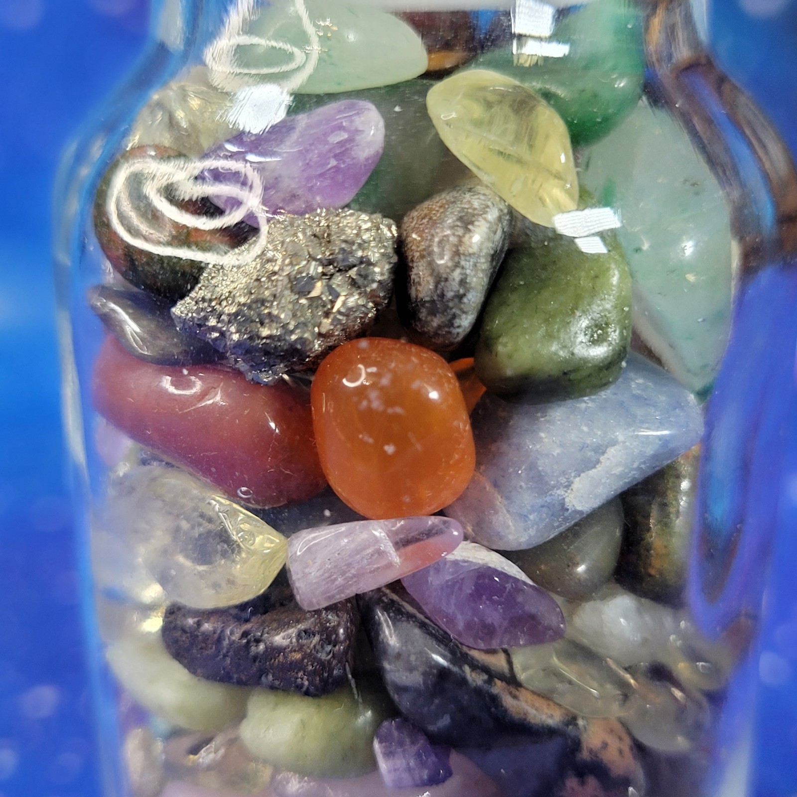 4oz Mixed Crystal Tumbles/Chips in Apothecary Vintage Glass Jar Wagner Spice