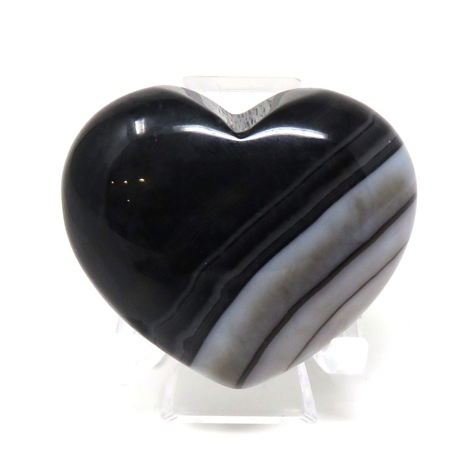 Black Banded Agate Stone Heart #918- 40mm x 35mm x 15mm or 1.57″