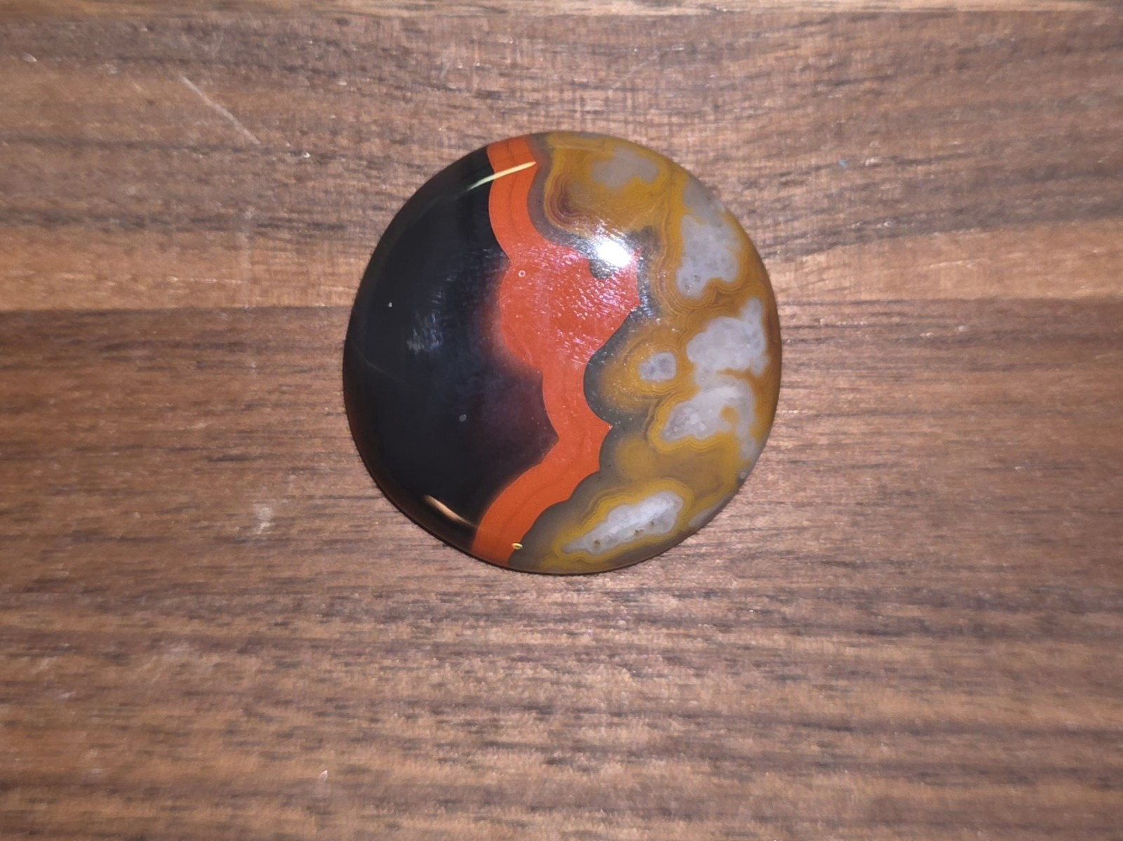 2 Rare Red Black Clear Banded Kentucky Agate Cabochon Ready to Set #C-8
