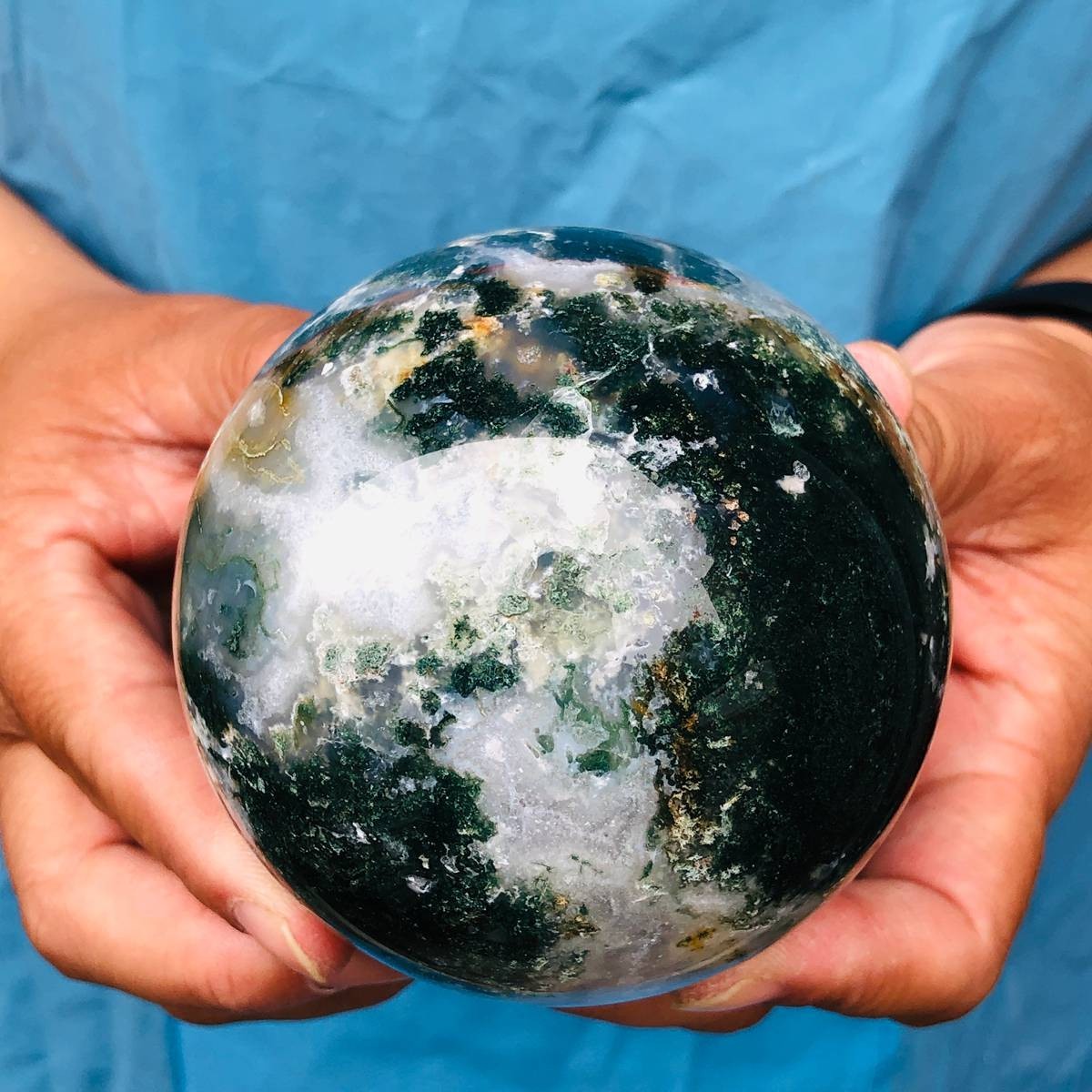 3pcs 5.47LB Natural Water Grass Agate Ball Quartz Crystal Ball Healing 2111