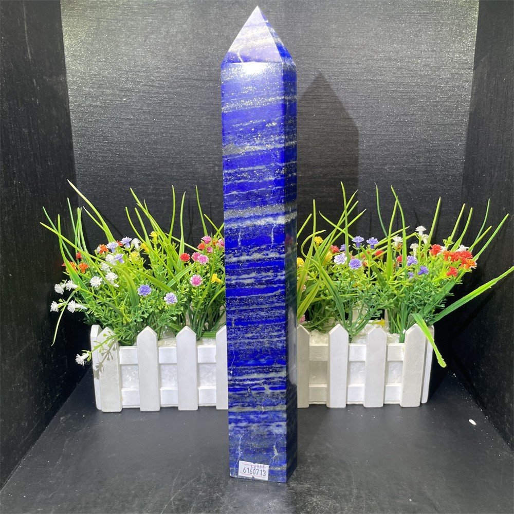 3.7LB 12.9″ Natural Lapis Lazuil Obelisk Tower Crystal Quartz Reiki Healing