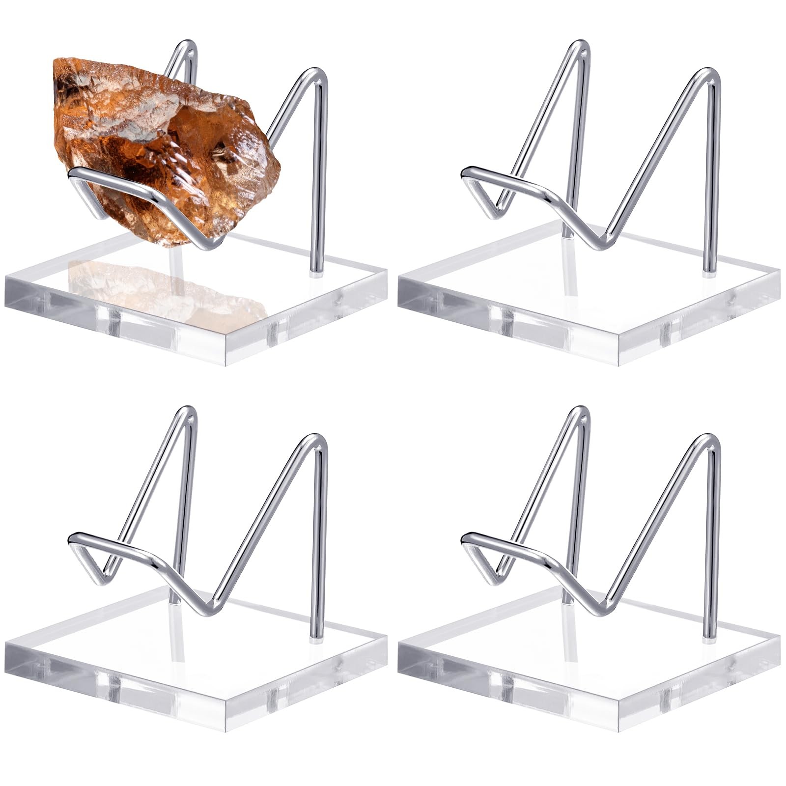 4 Pcs Metal Crystal Display Stand Rock Holder Crystal Display Shelf with Meta…