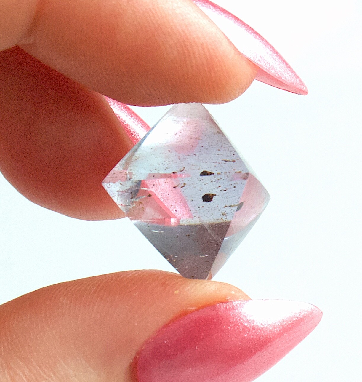 Polished Fluorite Octahedron Gem Blue With Oil Inclusions Illinois 2.0 Cms