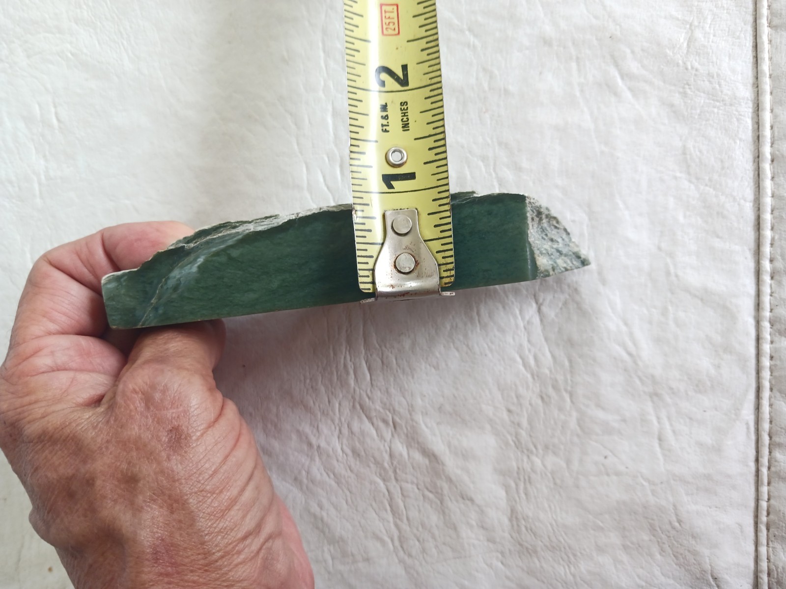 polished Green Nephrite Jade Stone Slab Wedge Shape #153g 5.25″ X 1.75″ X 1″