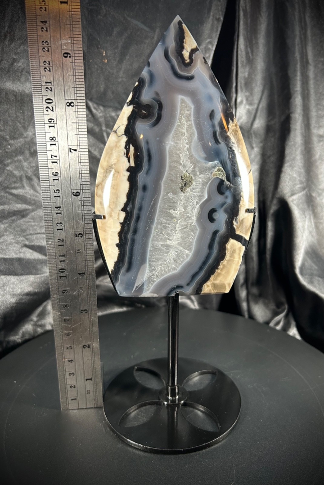6.5″ Volcano Agate Ornament With Metal Stand 1lb 14.8oz (873 grams)