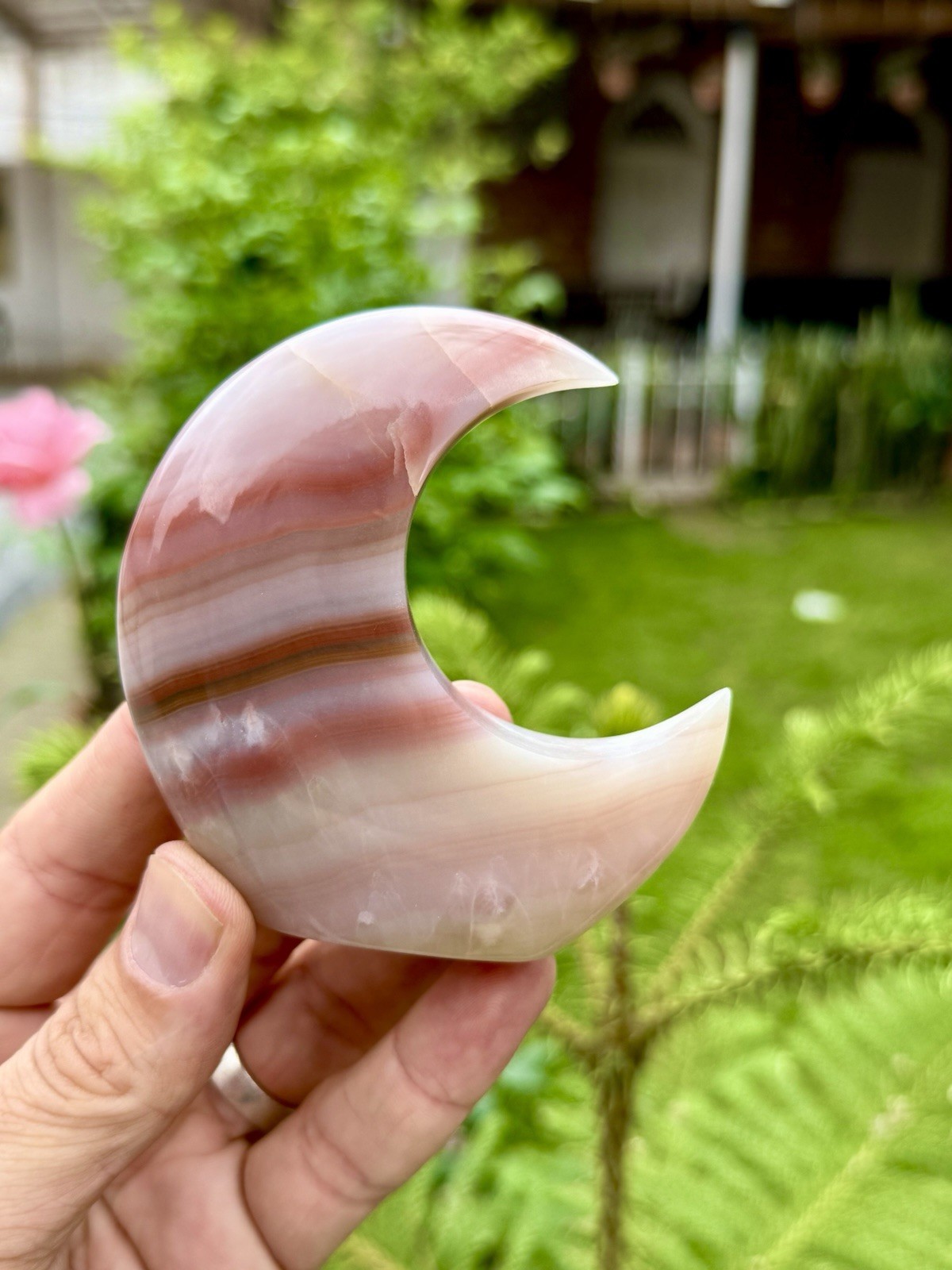 Pink Banded onyx Moon