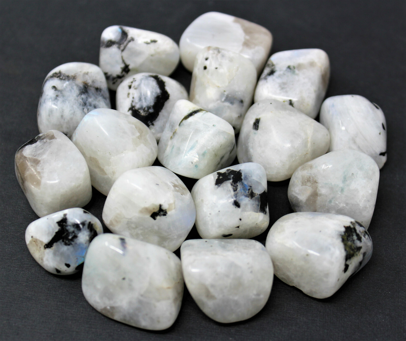 Rainbow Moonstone 5 MEDIUM LARGE Tumbled Stones (Crystal Healing) (0.75″ – 1″)