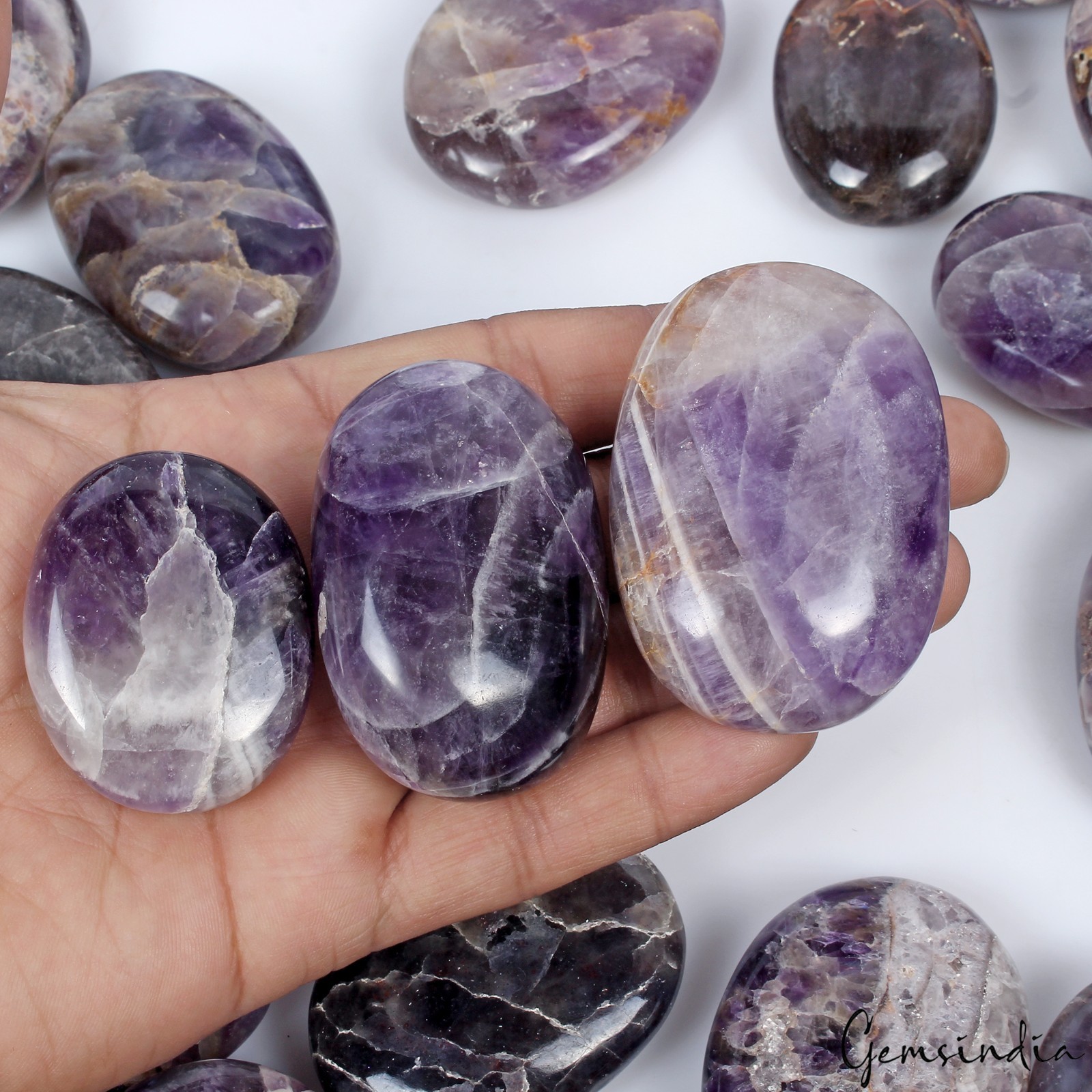 5 Kilo Natural Amethyst Palm Stone Wholesale Lot Polished Crystal Cabs Bulk Gems