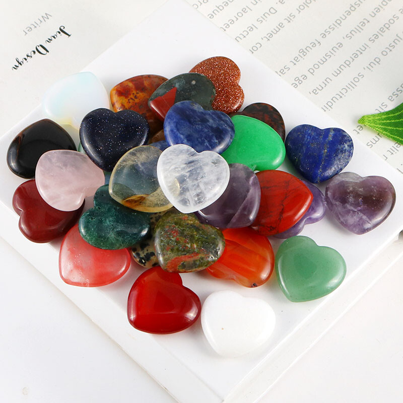 Charms Natural Quartz Healing Gem Stone Small Crystal Stone Heart 20x6mm 30pcs