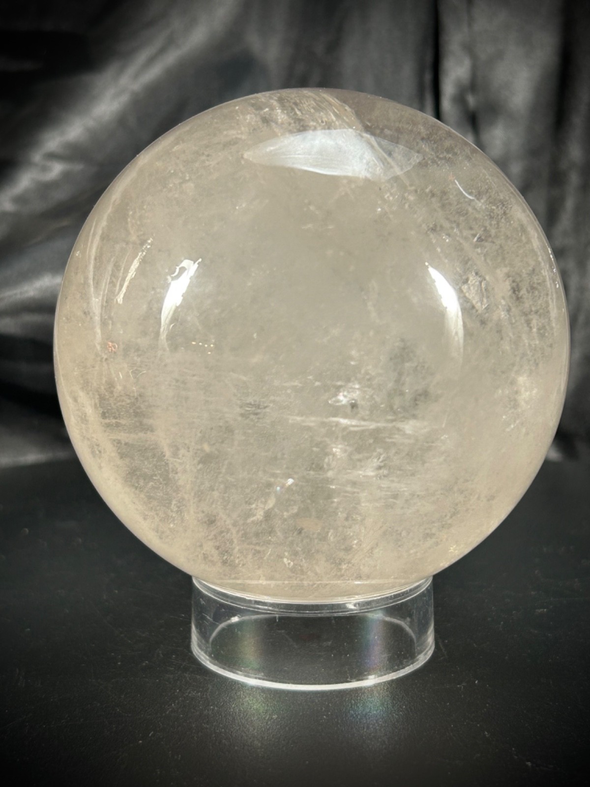 3.5″ Clear Quartz Sphere With Acrylic Stand 2lb 3.2oz (1kg)