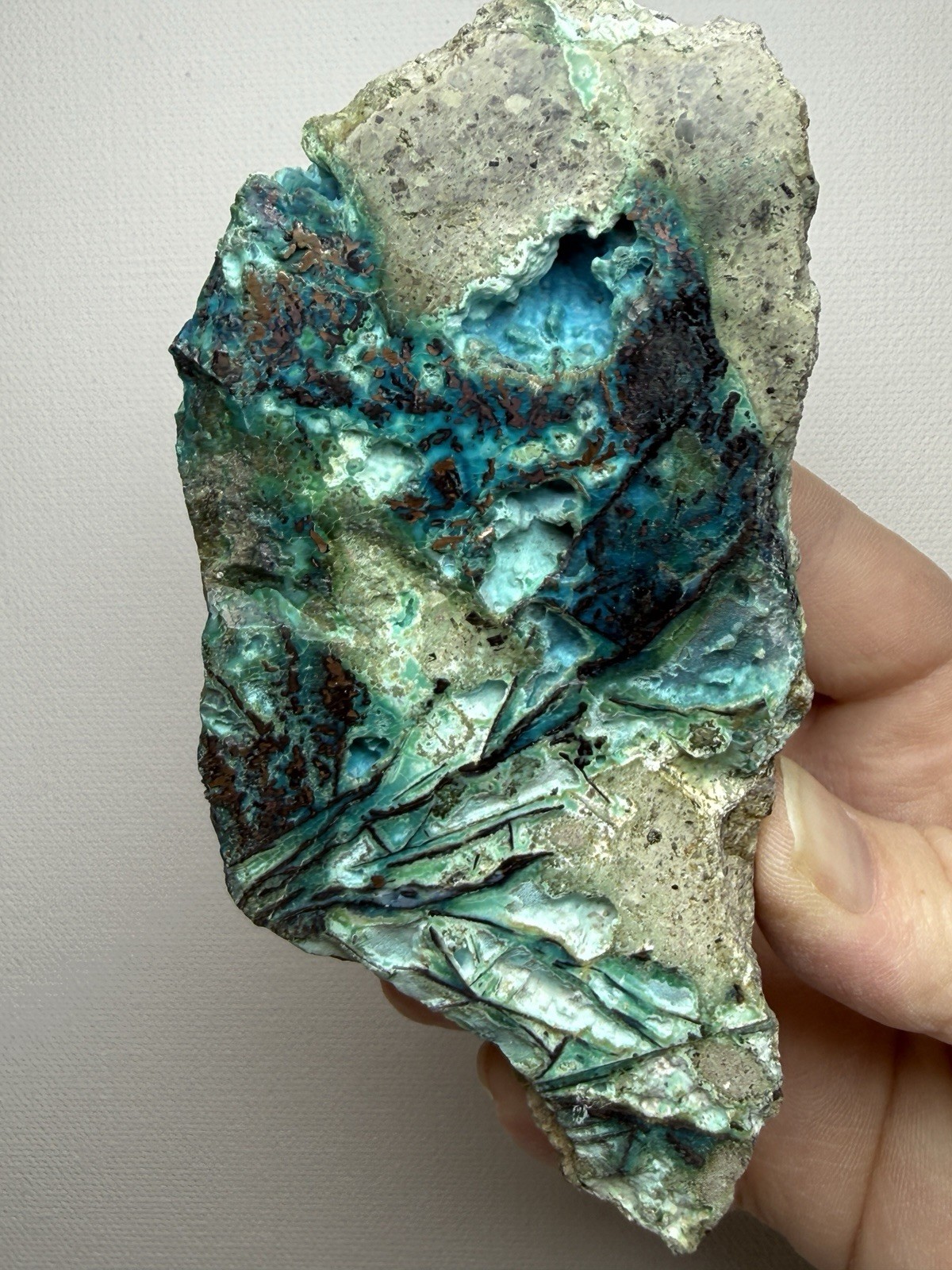 6” Polished Native Copper in Chrysocolla — Display Specimen (Indonesia)