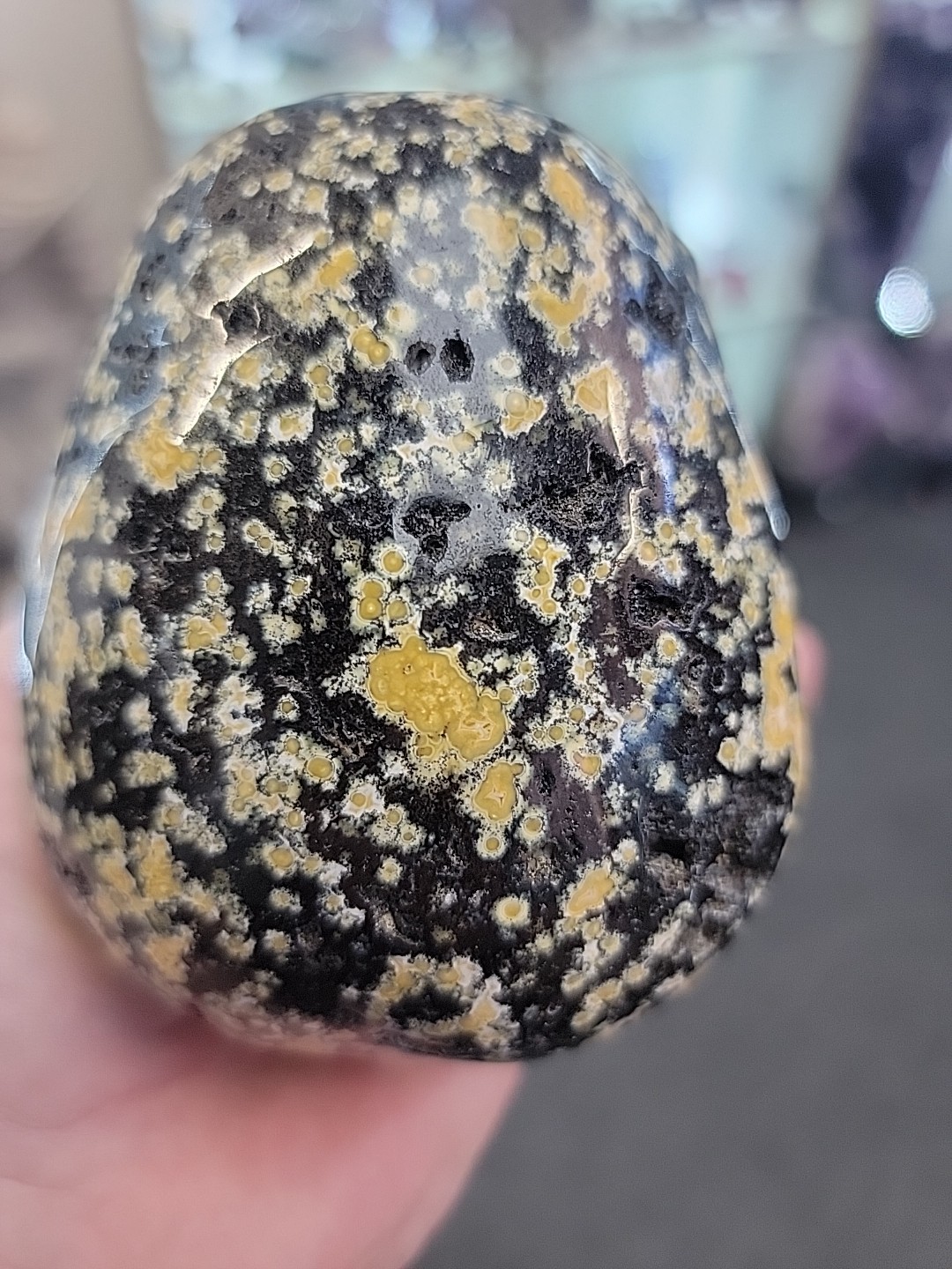 Yellow Flower Ocean Jasper Skull