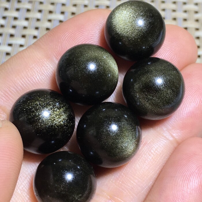 6pcs NATURAL CATS EYE OBSIDIAN QUARTZ CRYSTAL SPHERE BALL RARE 20mm