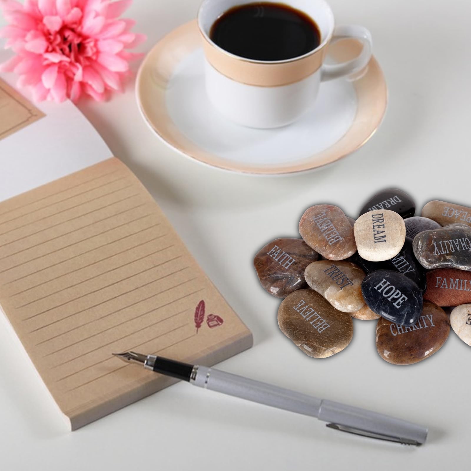 DIY Engraved Polished Painting River Stones Flat Rocks Arts Crafts 12 PCS