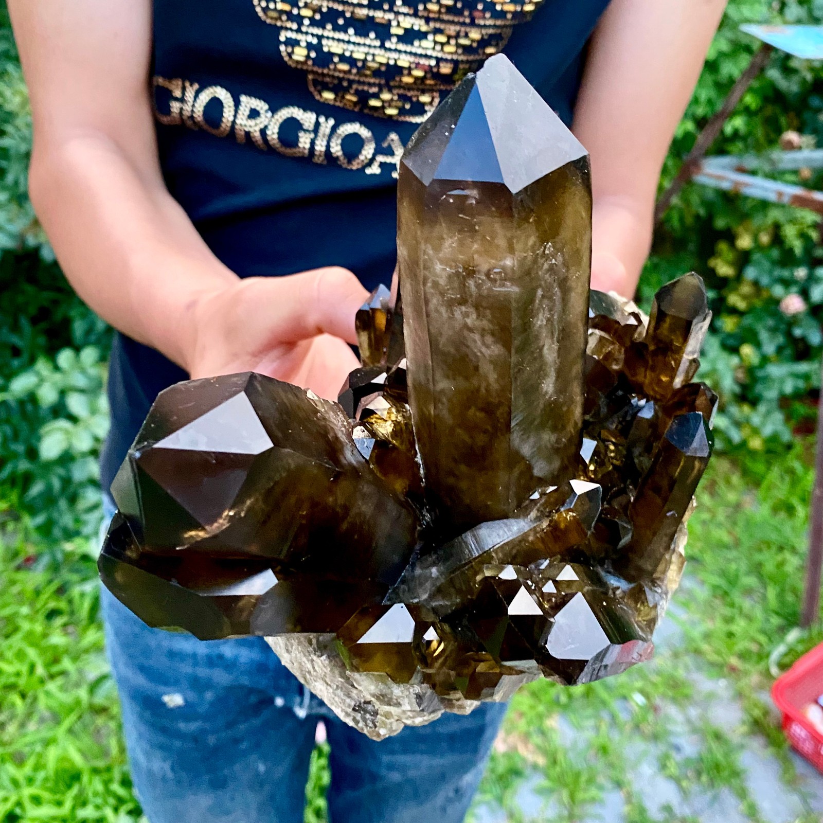 5.7LB Natural Tea black Crystal quartz Cluster Mineral Specimen Healing reiki