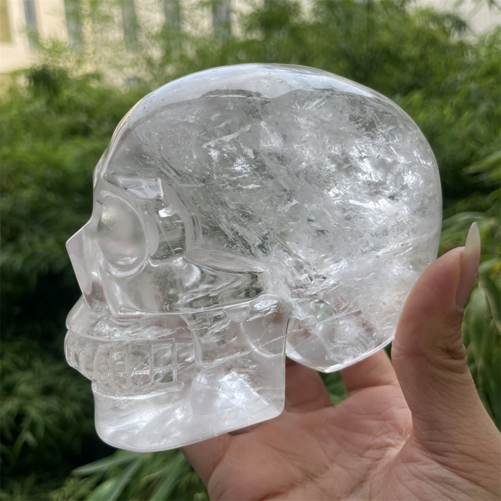 2.5LB 4.5″ A++ Natural Clear Quartz Skull Carving Crystal Healing Carved Decor