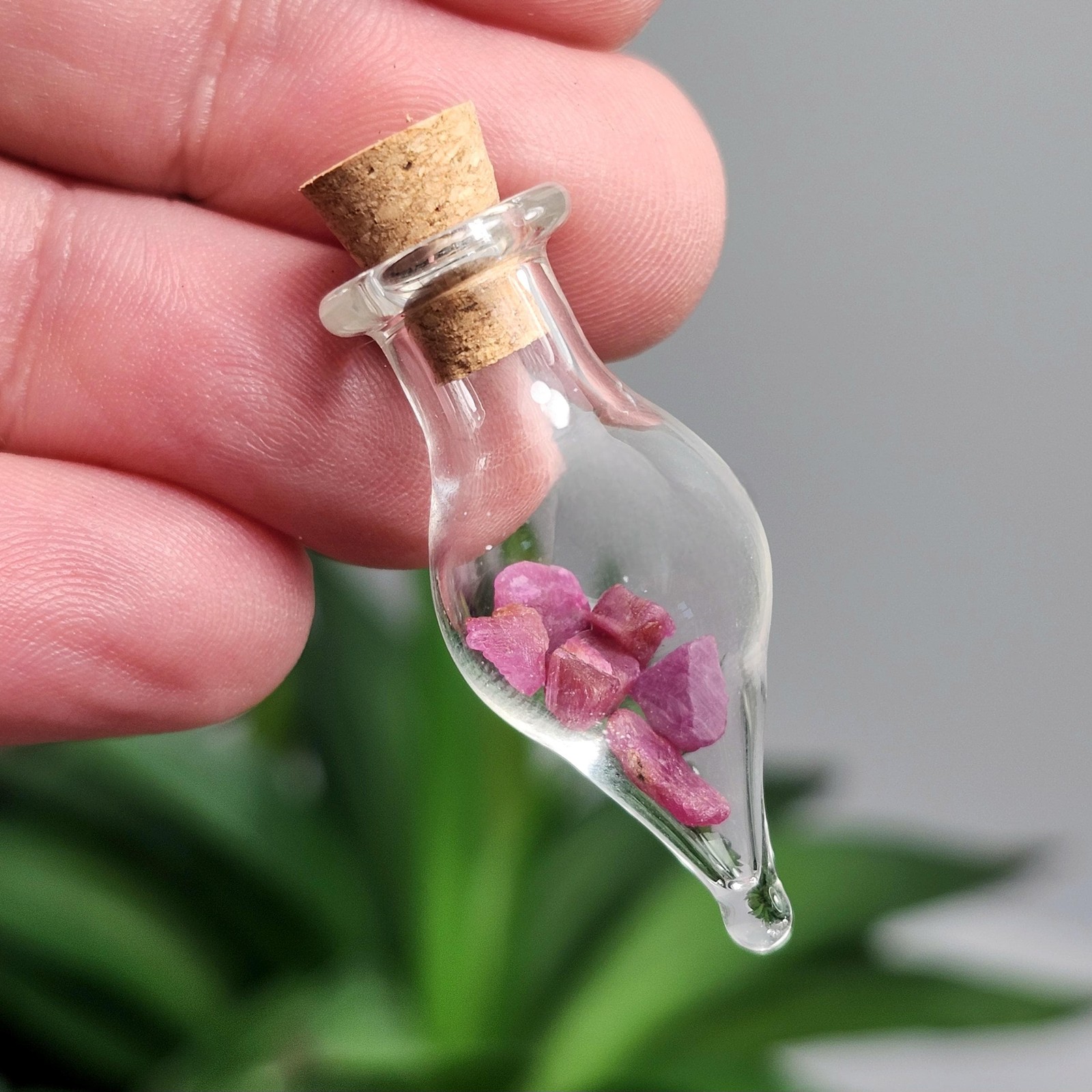 UV Reactive Ruby Chips in Glass Jar, Polished Ruby Crystals in Gem Jar
