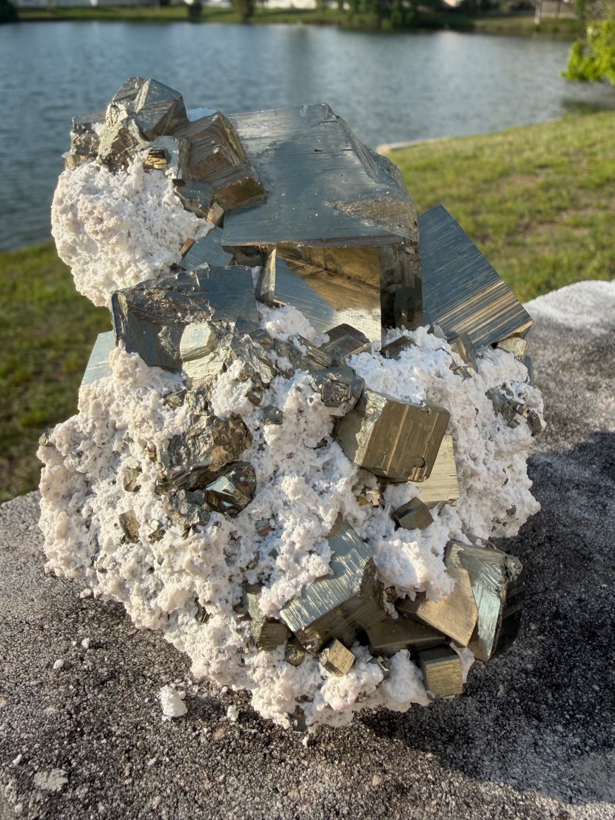 AA PYRITE Crystal CUBE Cluster Huanzala Mine Peru 2.9 LBS 3 3/4″ High x 5″