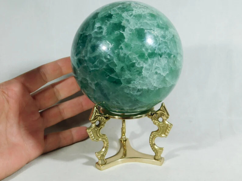 Sphere Display Stand Medium Size Dragon Design Brass / Gold color