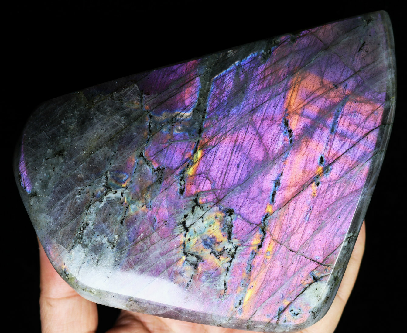 3.03lb Natural Nice Rainbow Purple Flash Labradorite Spectrolite Crystal Stone