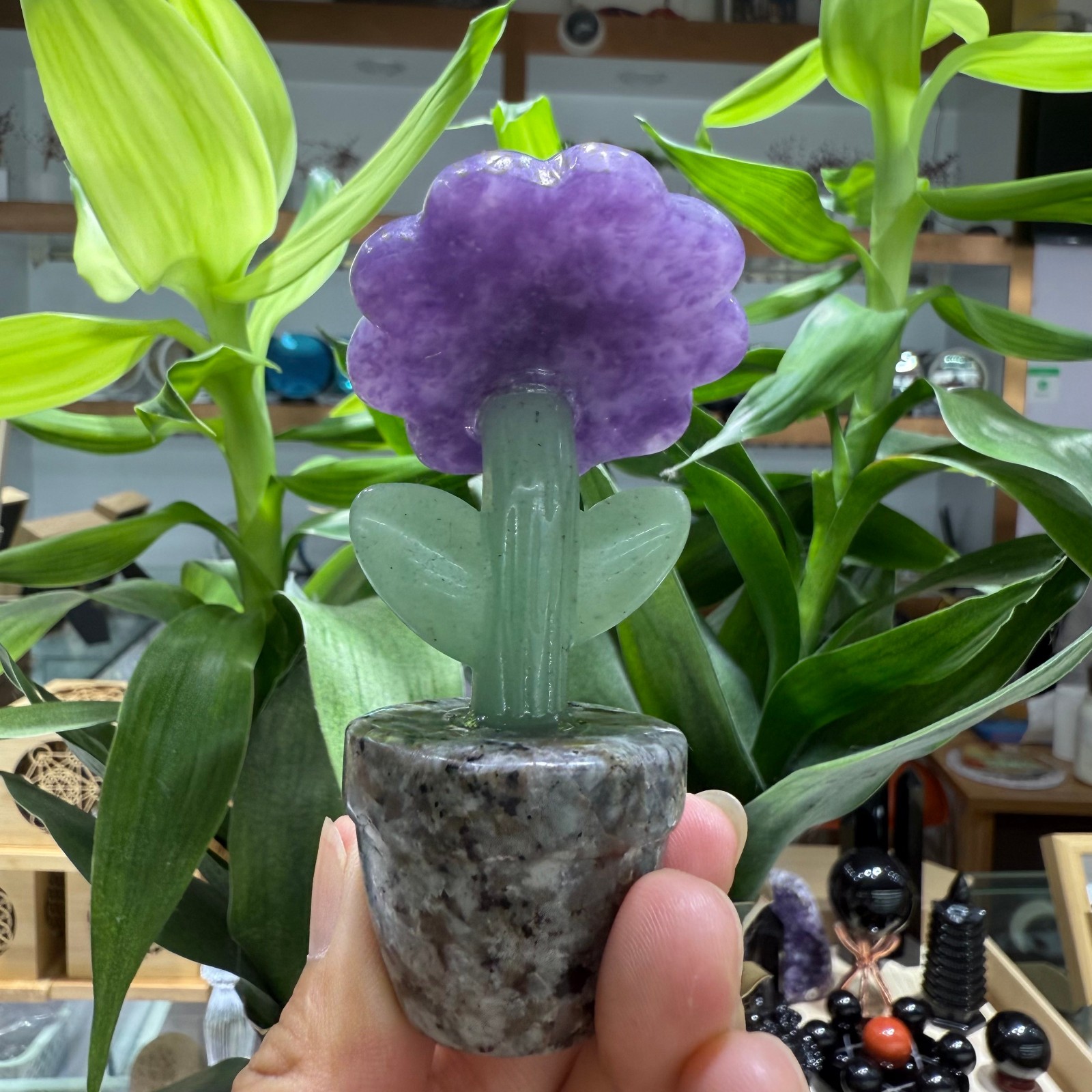 3.3″ natural Amethyst Sunflower quartz Crystal Healing Energy Decor