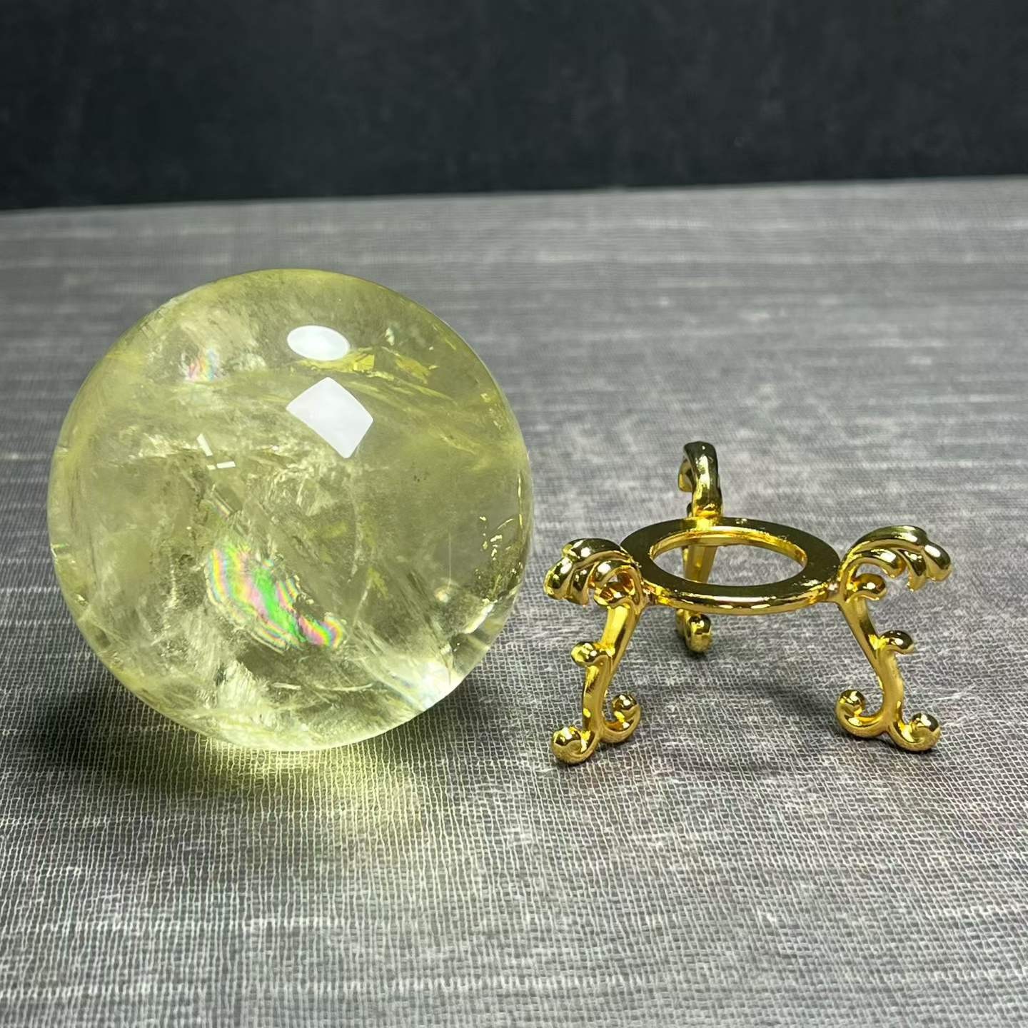 300g Natural Citrine Quartz Sphere Energy Crystal Ball Reiki healing Decor