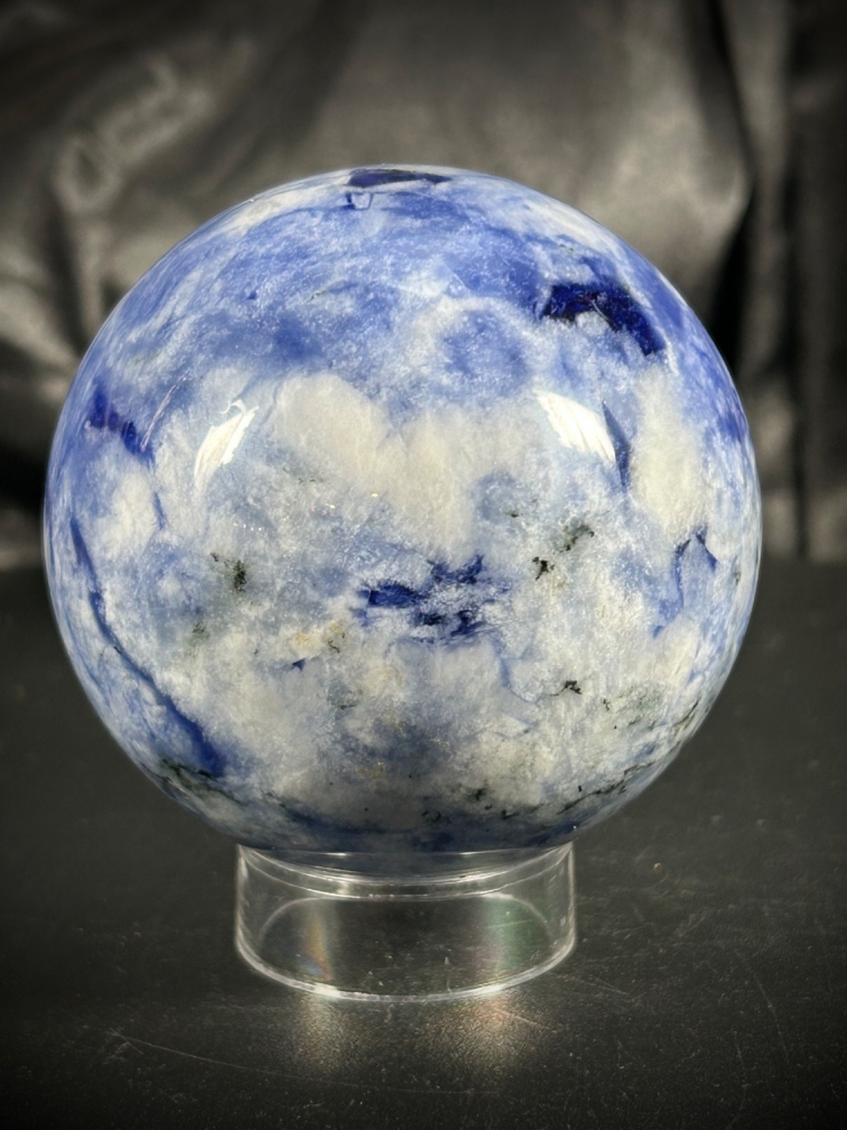 2.52” Afghanite Sphere With Acrylic Stand – Amazing UV 12.5oz (354 grams)