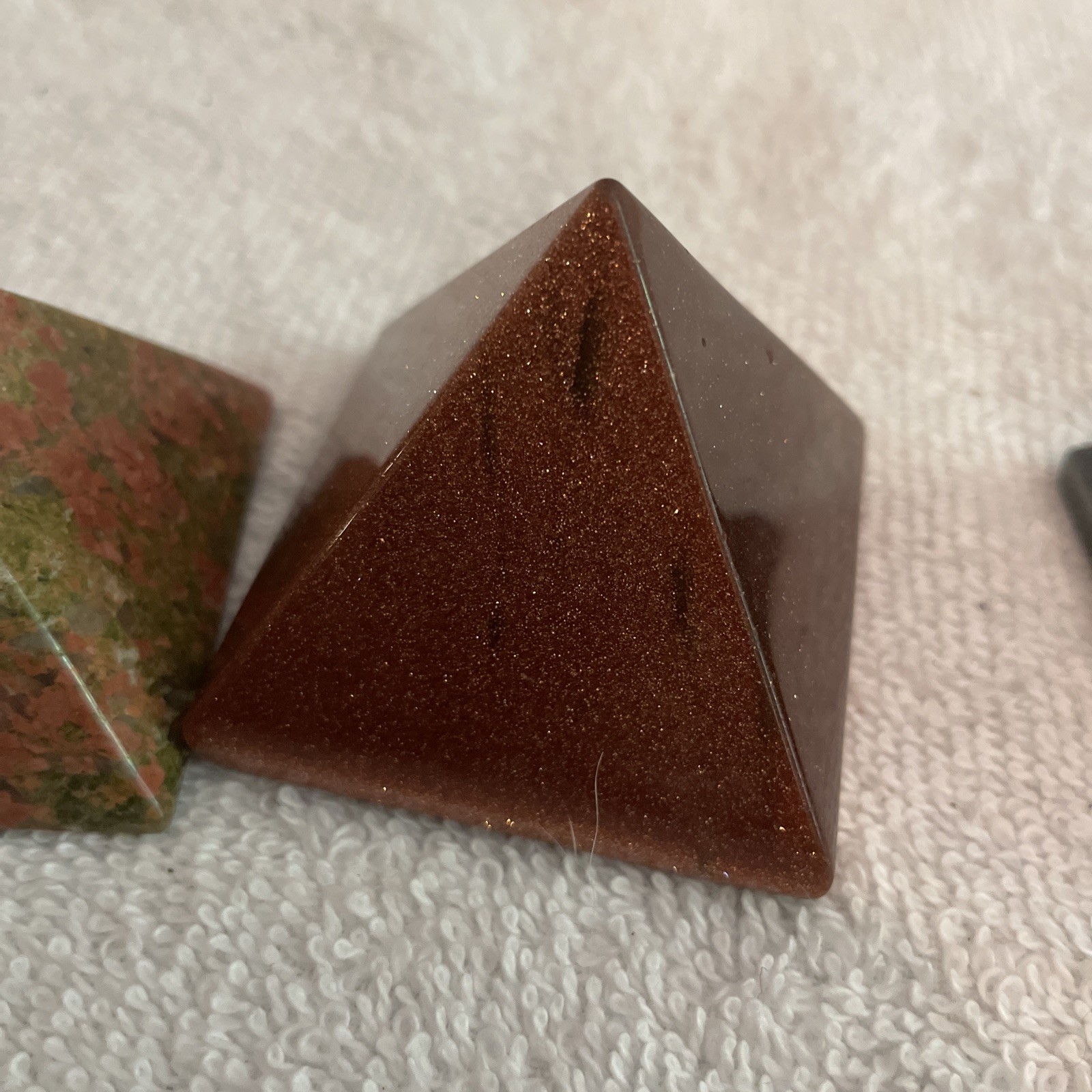 Polished Lot Of 5 Stone Pyramid Paperweight Egyptian Egypt mystic library travel
