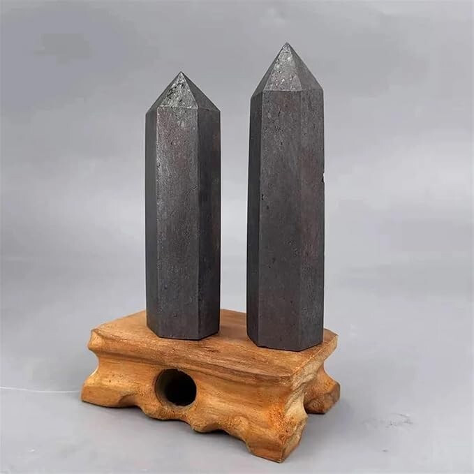 Natural Shungite Tower Point Healing Crystal Generator Metaphysical Home Decor
