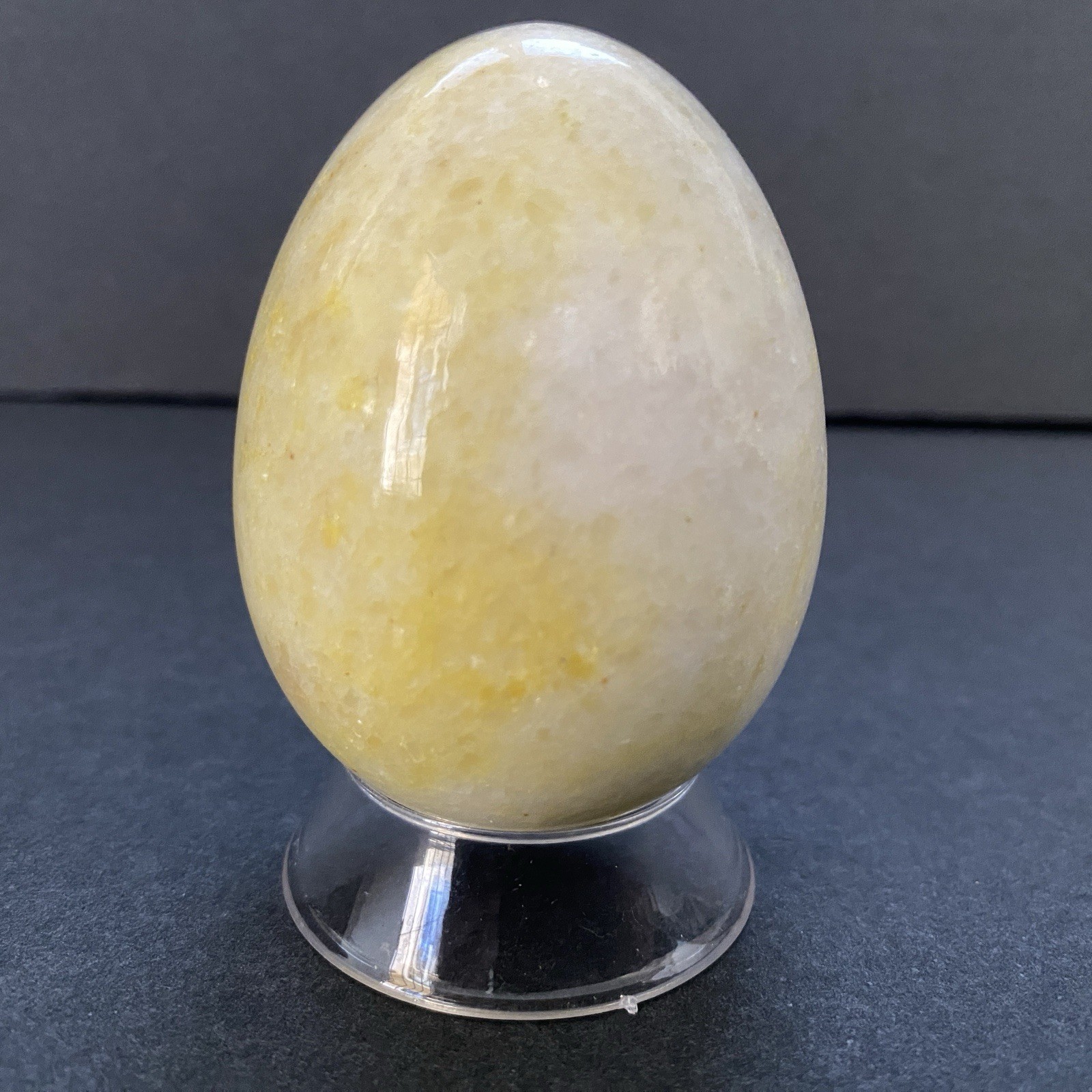Natural Onyx Stone Egg With Stand Hand Polished Banded Agate Calcite Crystal