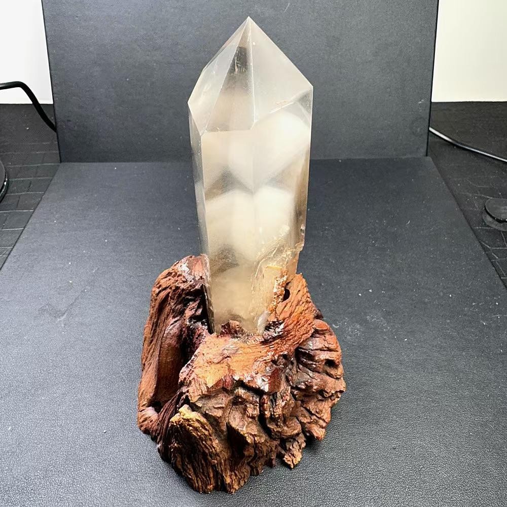 1.26LB Natural Quartz Obelisk Crystal Tower Point Mineral Reiki Decor+ Stand