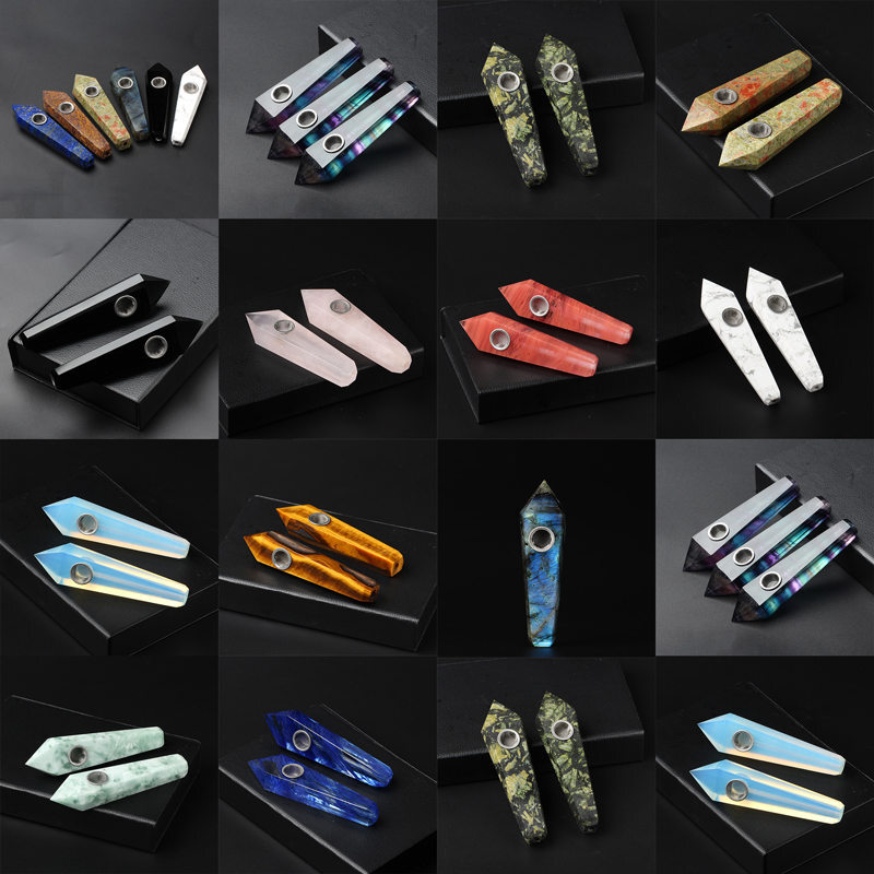 Natural Quartz Crystal Smoking Pipe Obelisk Point Rock Wand Reiki Healing Stone