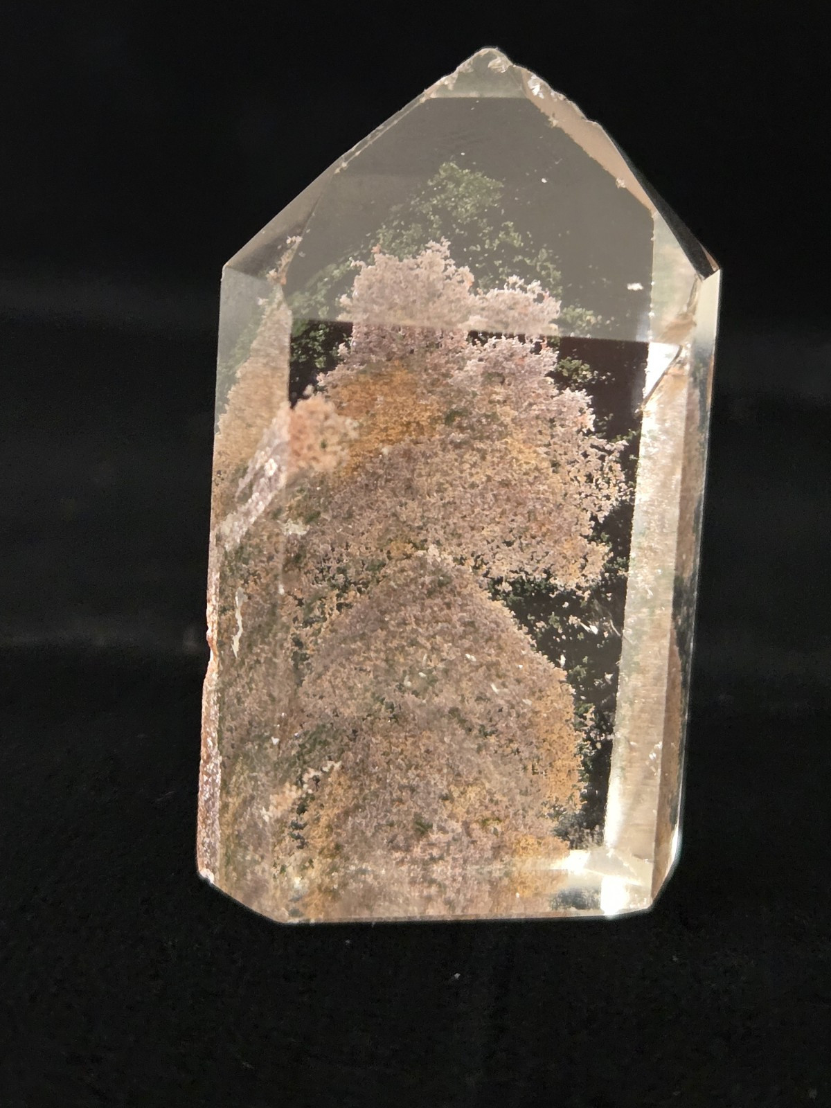 1 5/8″ Natural Polished Garden Quartz Tower Lodolite And Chlorite Phantoms